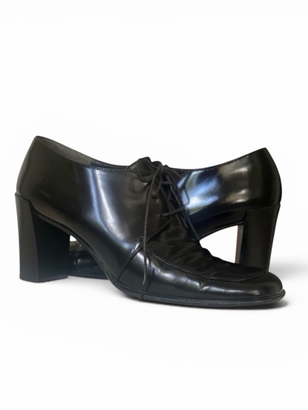 Richard Tyler Black Leather Lace Up Heeled Oxford Dress Shoes Size 7.5 N